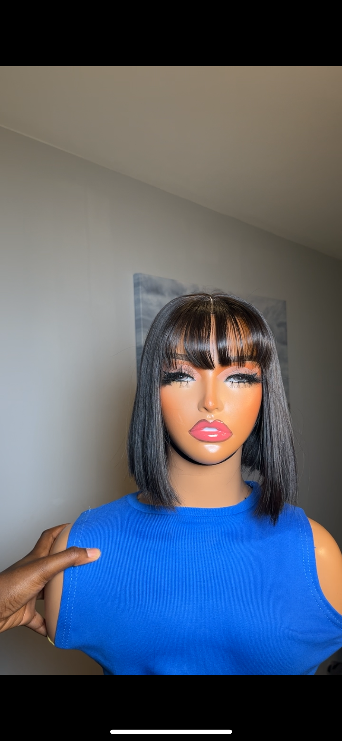 8” fringe wig