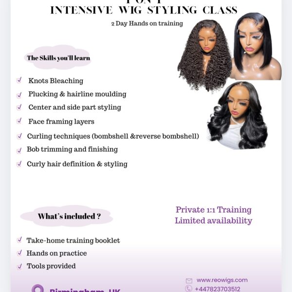 1:1 Intensive Wig Styling Class (2 Days)